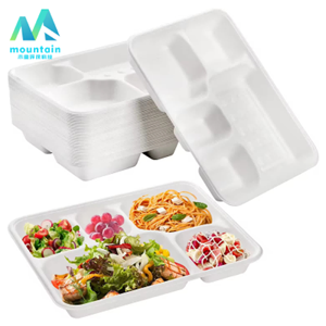 Biodegradable Sugarcane Bagasse 5 Compartment Paper Tray