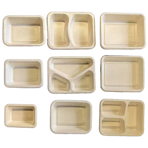 3 compartment biocane takeaway base pulp tray laminated