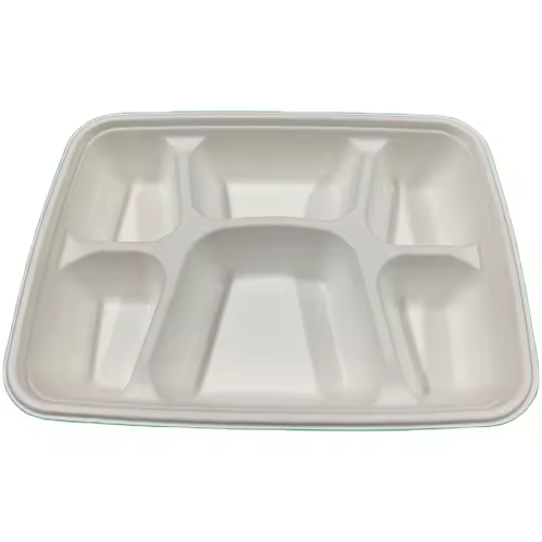 Eco-Friendly 6-Compartment Bagasse Tray