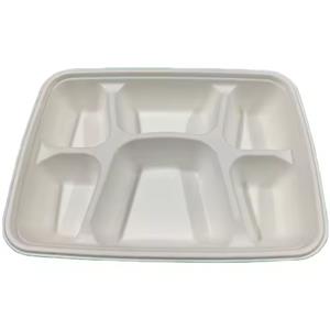 Eco-Friendly 6-Compartment Bagasse Tray