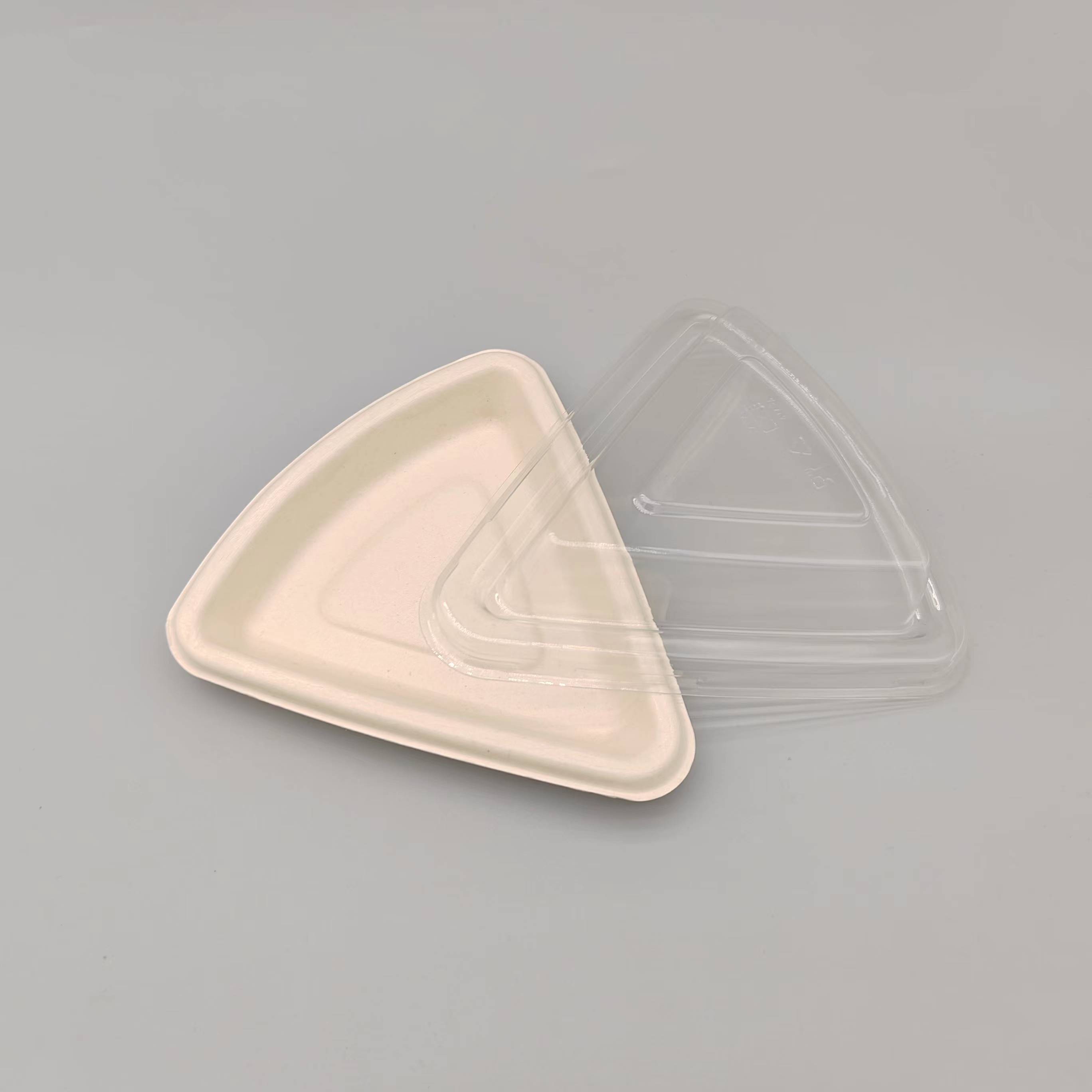 Triangle Potato Cake Box Coated Bagasse with Lid