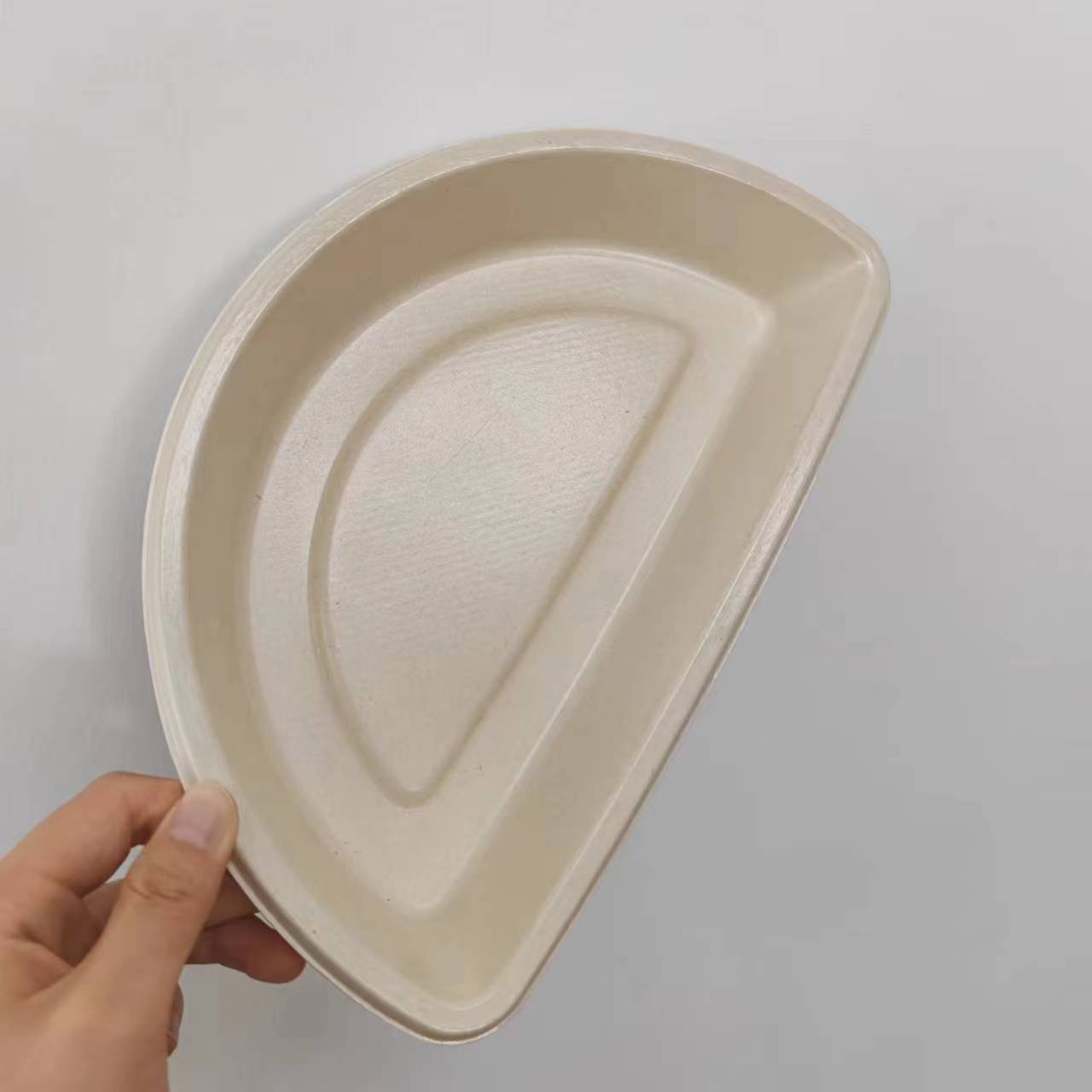 Half-Round Coated Bagasse Box with Plastic Lid