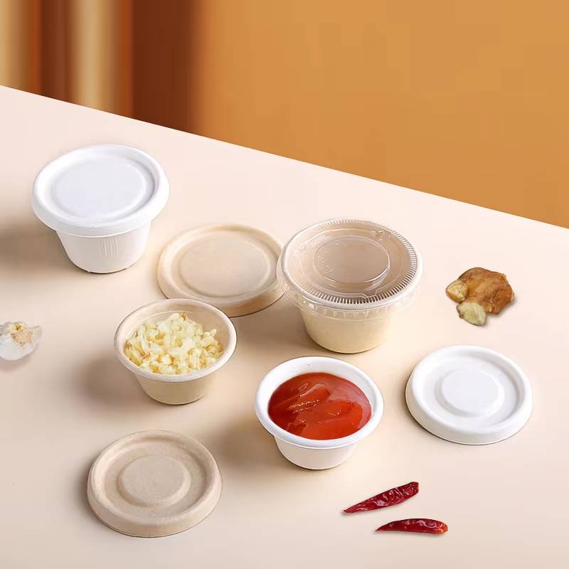 2oz Disposable Sugarcane Bagasse Sauce Cup with Lid