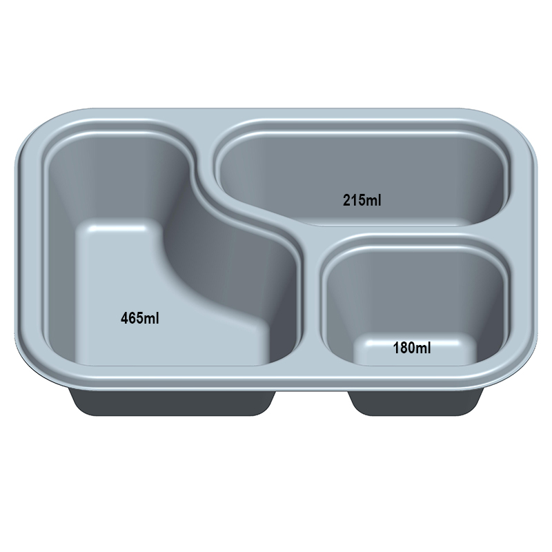 3 compartment biocane takeaway base pulp tray laminated