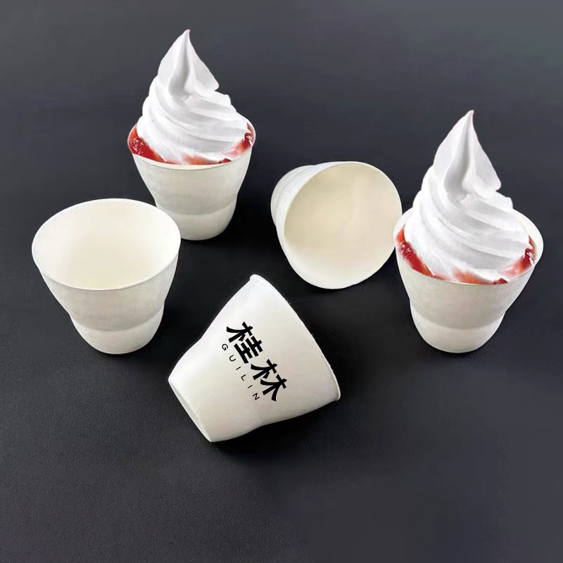 Custom Printed Bagasse Disposable Paper Dessert Cups