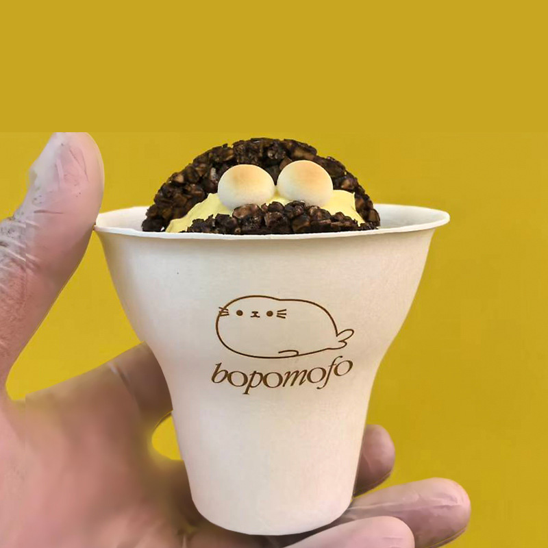 Custom Printed Bagasse Biodegradable Paper Sundae Cups