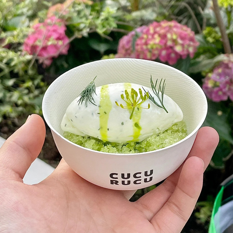 Custom Printed Bagasse Disposable Compostable Paper Ice Cream Bowls