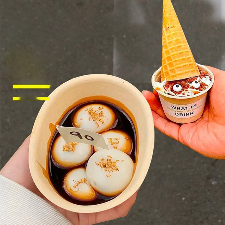 Custom Printed Bagasse Disposable Biodegradable Small Bowls for Dessert