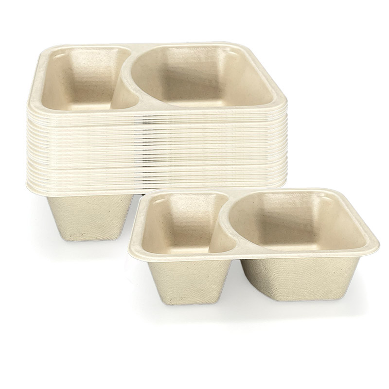 20oz 2 compatement Compostable Fiber Coated Tray