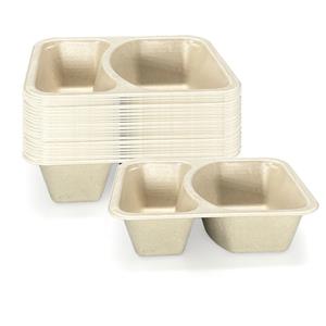 20oz 2 compatement Compostable Fiber Coated Tray