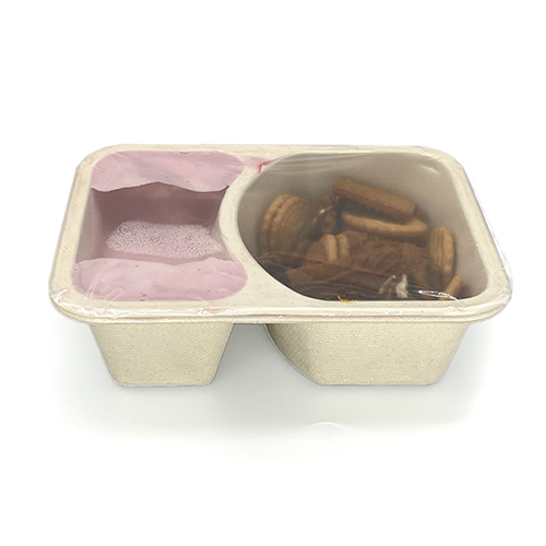 20oz 2 compatement Compostable Fiber Coated Tray