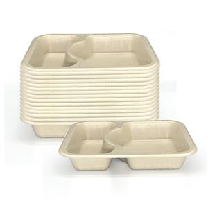 27.3 oz 2compatement Compostable Fiber Coated Tray