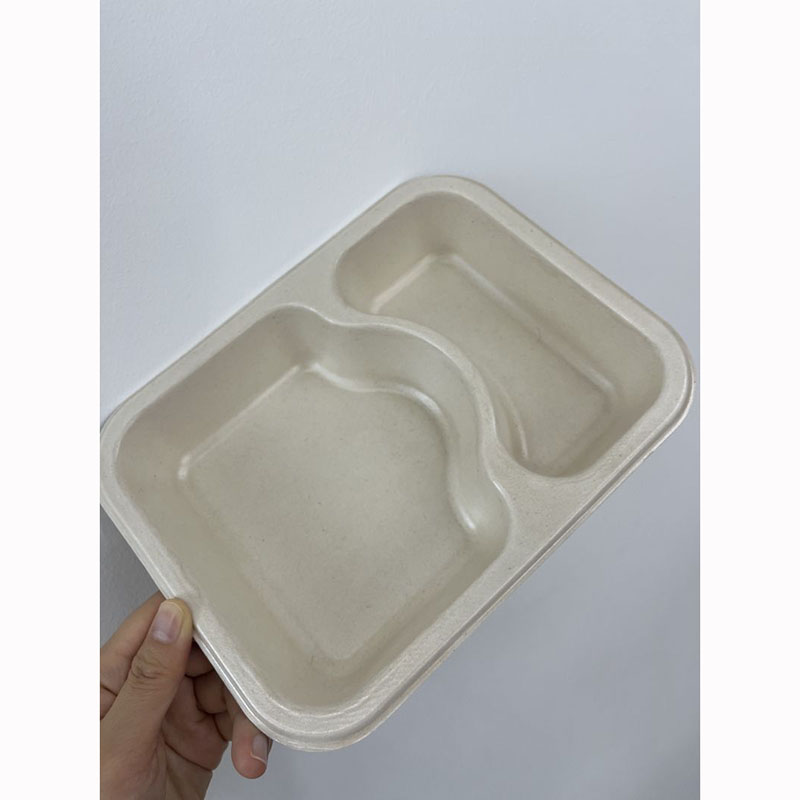 27.3 oz 2compatement Compostable Fiber Coated Tray
