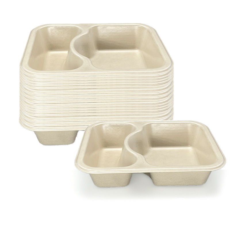 33 oz 2 compatement Compostable Fiber Coated Tray