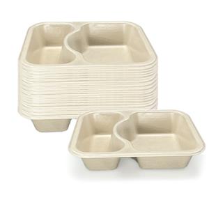 33 oz 2 compatement Compostable Fiber Coated Tray