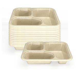 24.8oz 3 compatement Compostable Fiber Coated Tray