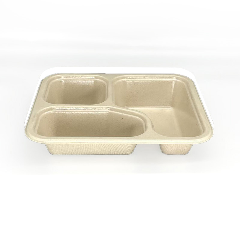 24.8oz 3 compatement Compostable Fiber Coated Tray