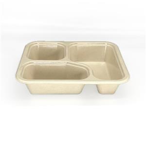 29oz 3 compatement Compostable Fiber Coated Tray