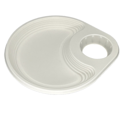 Disposable Bagasse Fiber Plate with Cup Holder
