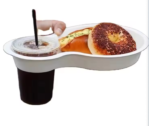 Compostable Fiber Plate with Cup Holder