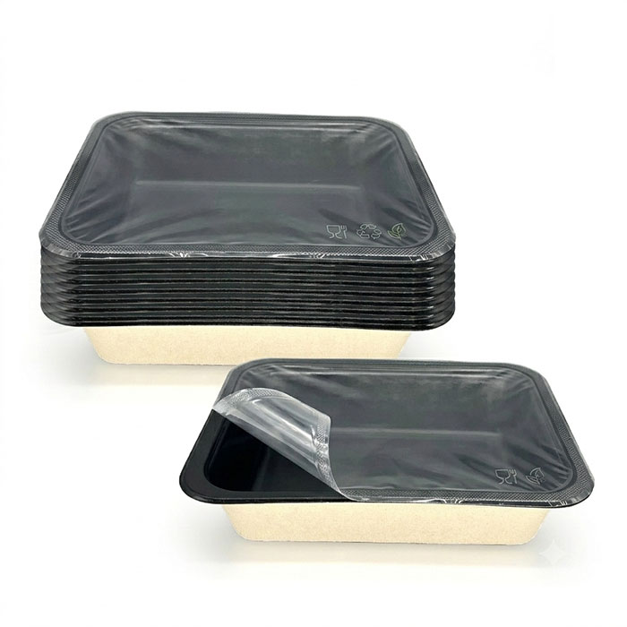 PFAS-Free Black Laminated Sugarcane Bagasse Trays
