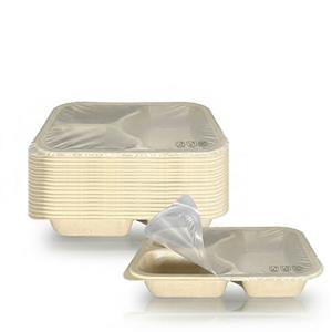 3-Compartment PFAS-Free Laminated Bagasse Trays