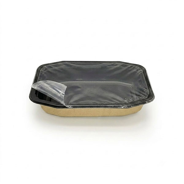 High-Barrier Black Laminated Octagonal Bagasse Trays