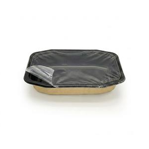High-Barrier Black Laminated Octagonal Bagasse Trays