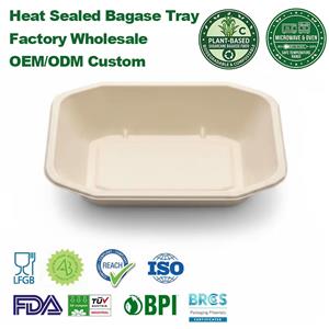 PFAS-Free Heat Sealable Octagonal Bagasse Trays with Coating