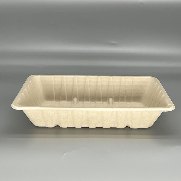278x176mm Reinforced Ribbed Laminated Bagasse Trays PFAS-Free