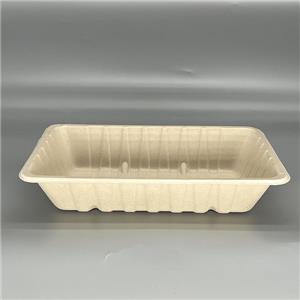 278x176mm Reinforced Ribbed Laminated Bagasse Trays PFAS-Free