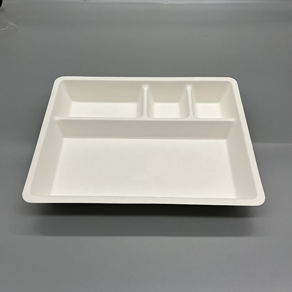 4-Compartment PFAS-Free Laminated Bagasse Trays