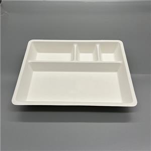 4-Compartment PFAS-Free Laminated Bagasse Trays