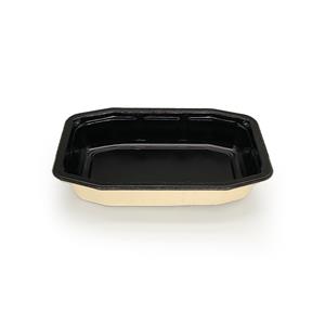 215x148mm High-Barrier Black Laminated Octagonal Bagasse Trays