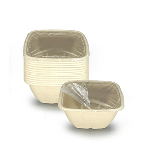 500ml PFAS-Free Deep Square Heat Sealed Bagasse Bowls