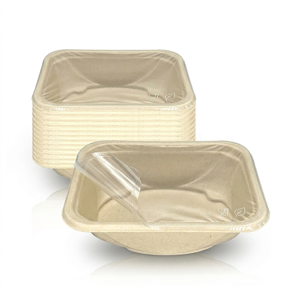24oz Premium Square PFAS-Free Laminated Bagasse Trays