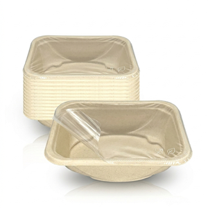 24oz Premium Square PFAS-Free Laminated Bagasse Trays
