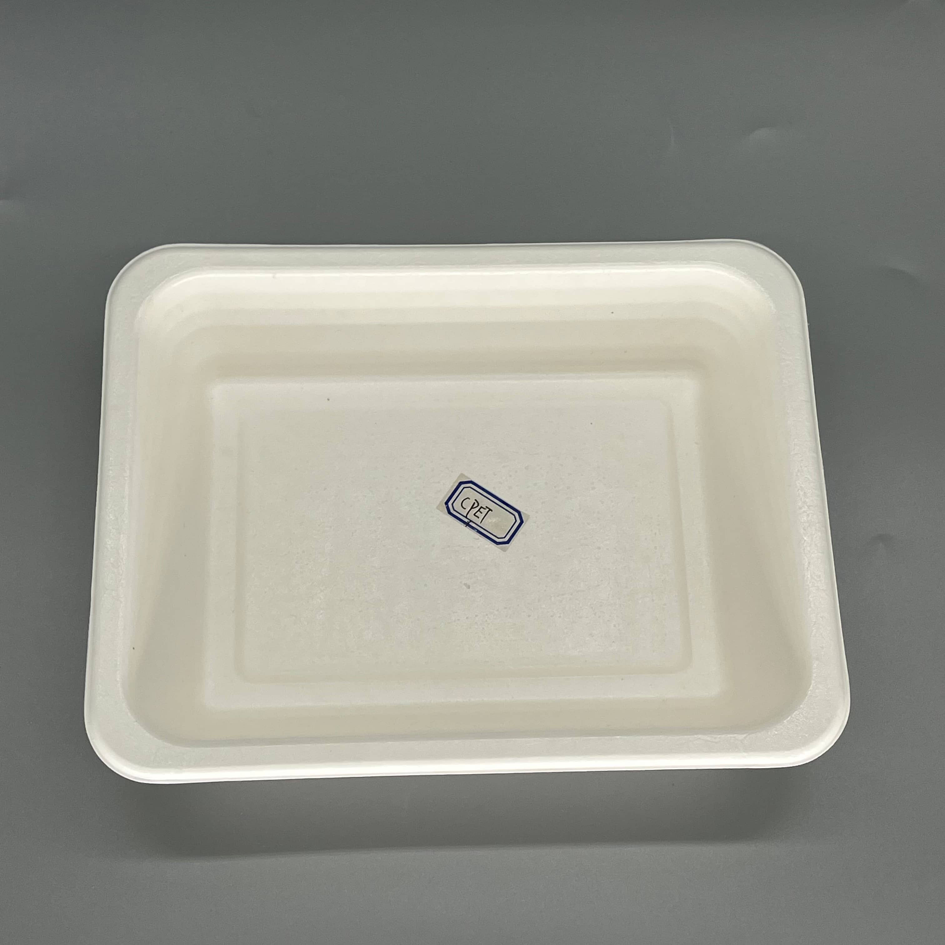 200x155mm Pure White PFAS-Free Laminated Bagasse Tray
