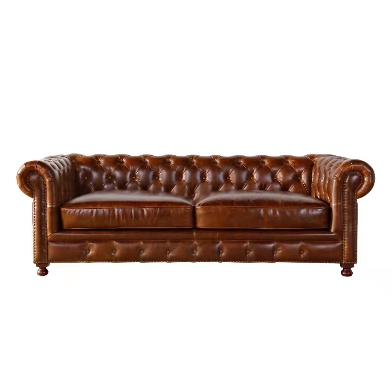 brown leather chesterfield