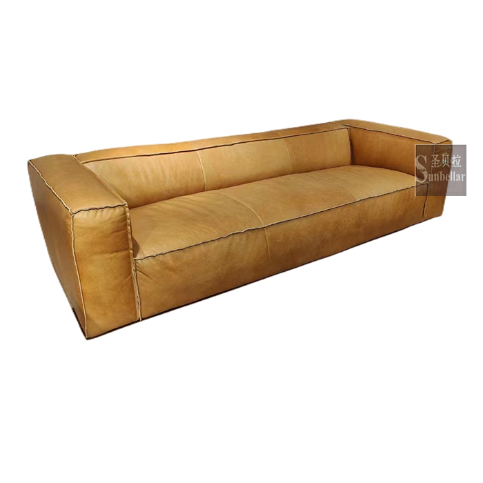 Supply House and home brown genuine leather couches 3seat Wholesale