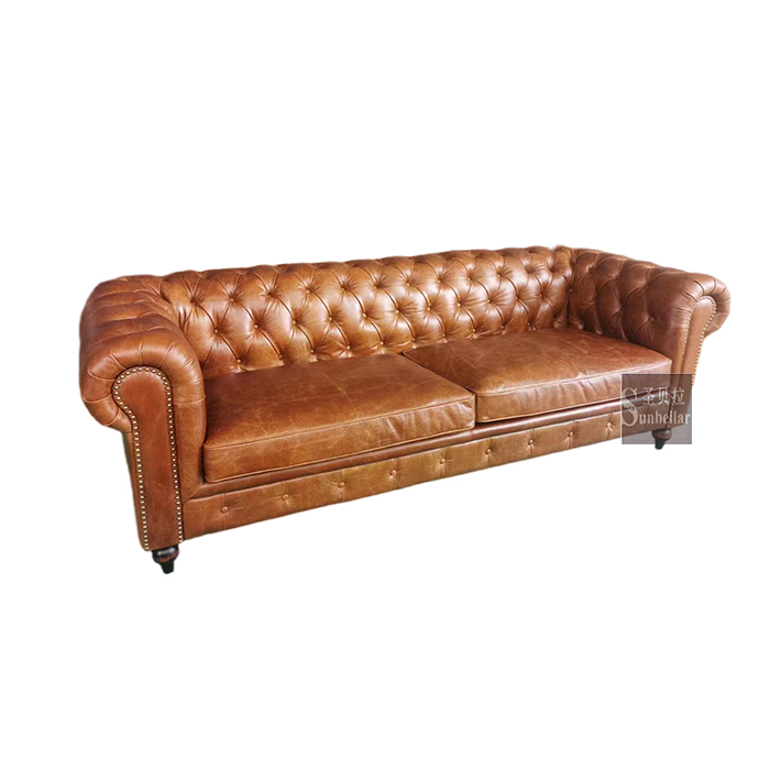 Supply 2 Seater chesterfield sofa leather chesterfield loveseat Wholesale Factory Foshan