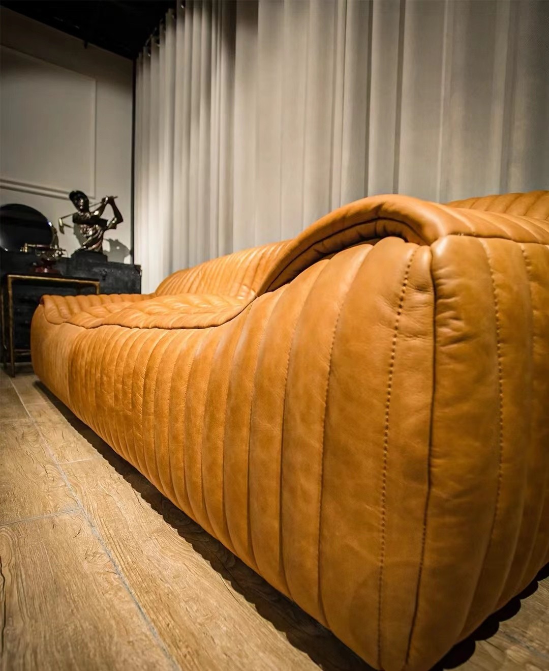 brown real leather couch