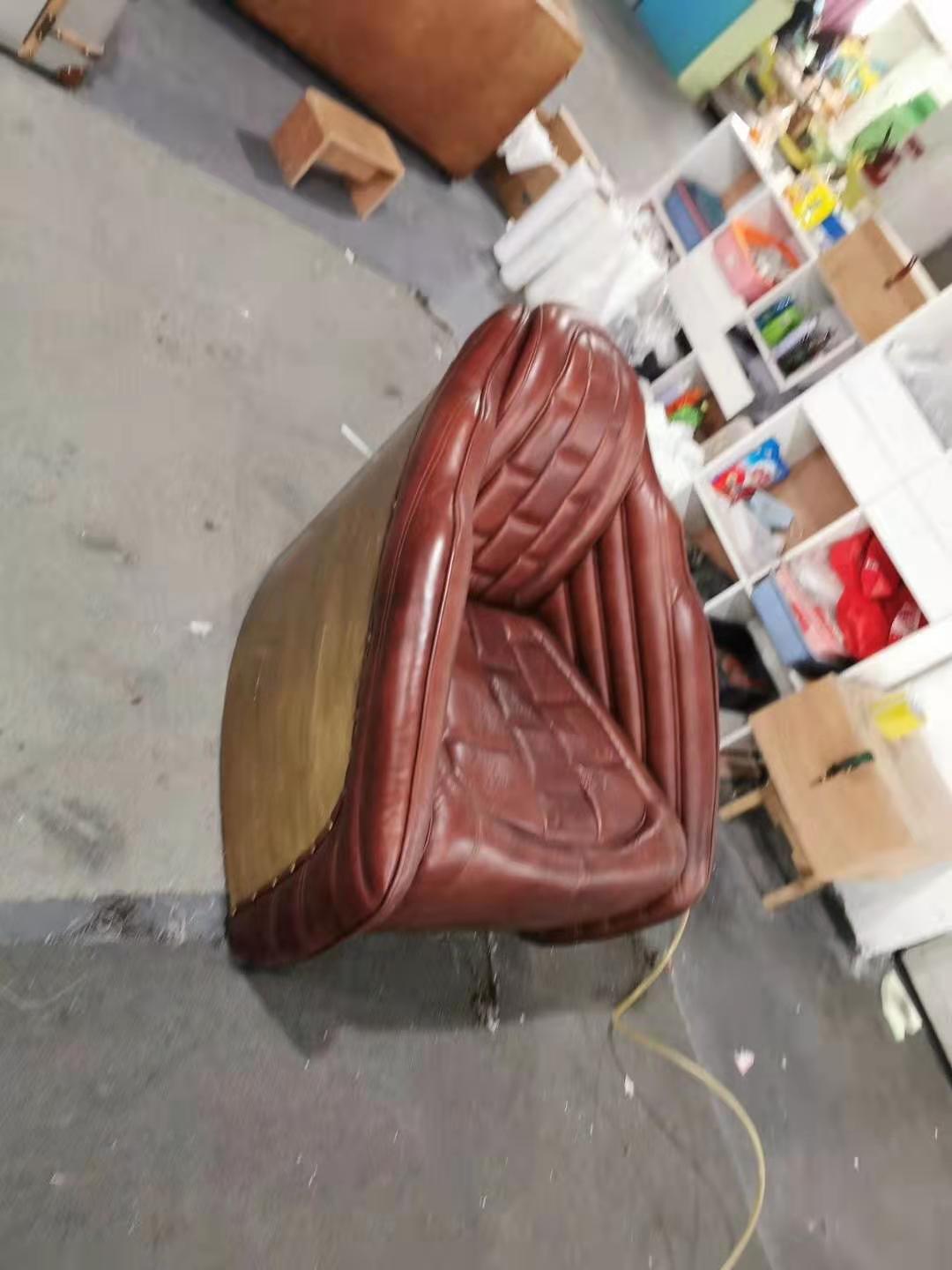 brown leather steel arm chair