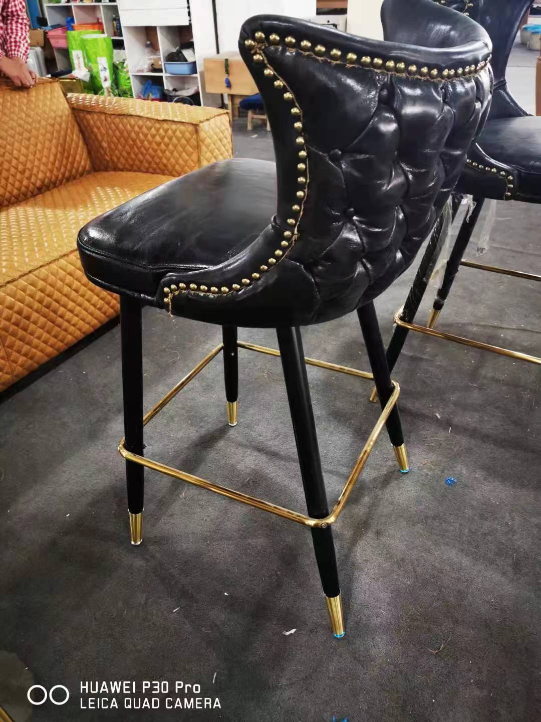 black leather bar stools