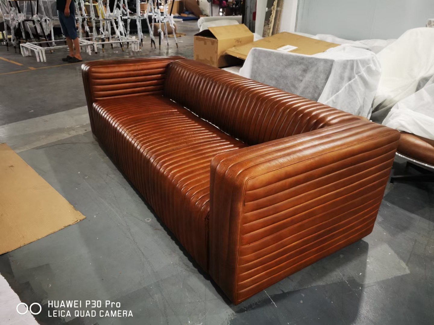 3 seater genuine leather sofa