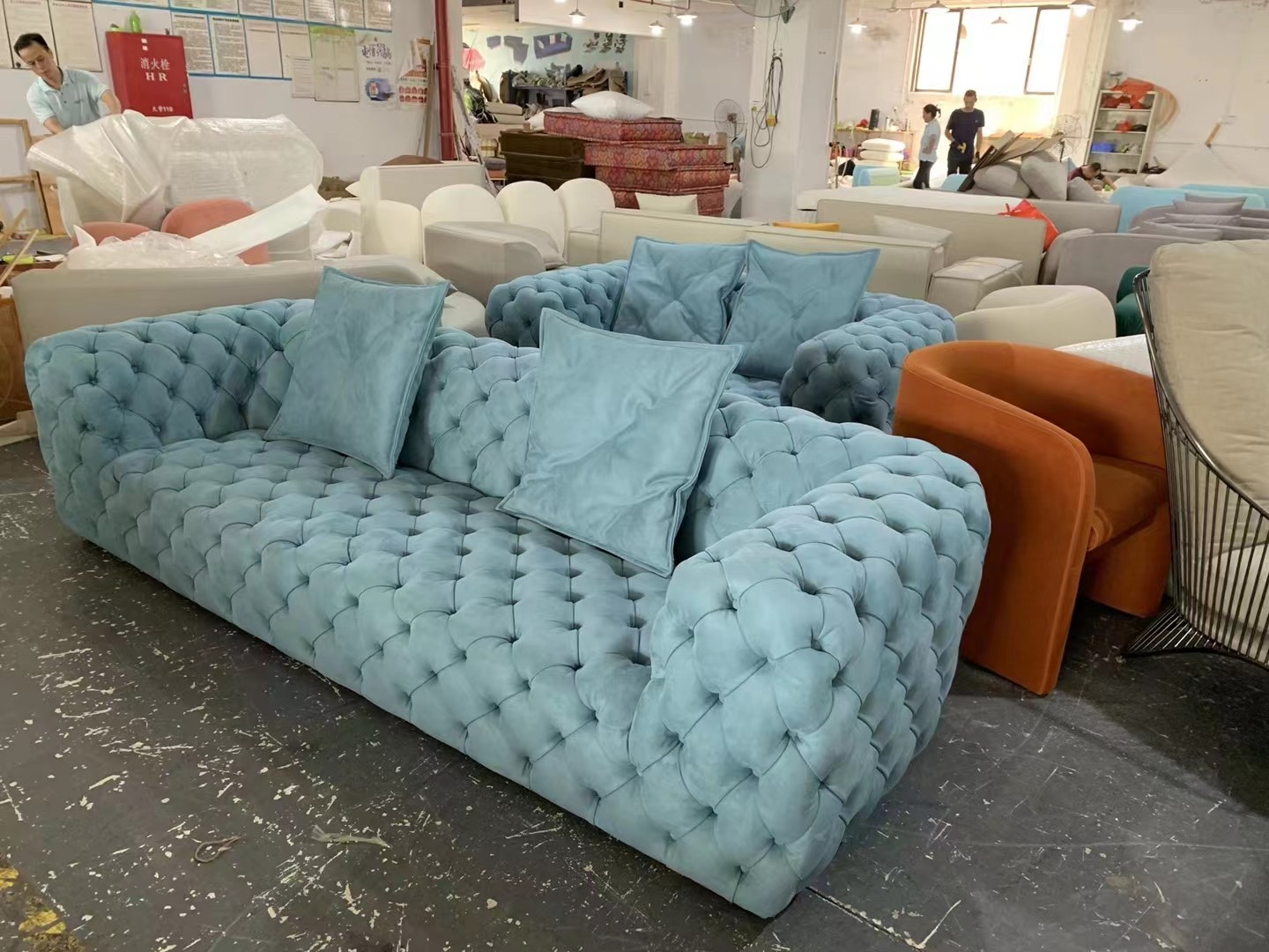 green chesterfield couch