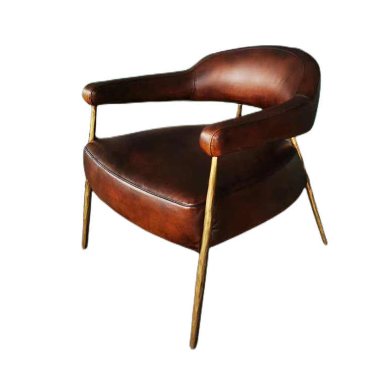 Supply Vintage brown leather chair tan leather accent chair Wholesale