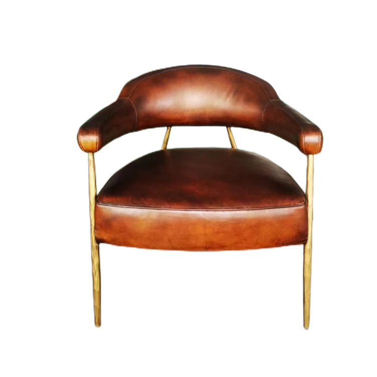 Supply Vintage brown leather chair tan leather accent chair Wholesale