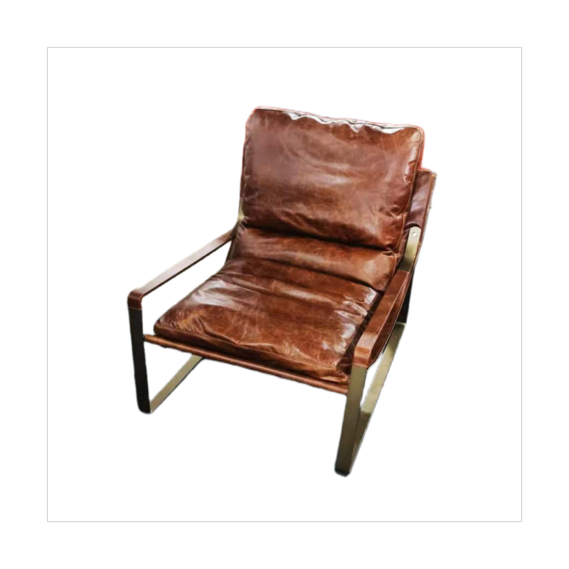 Supply Leather lounge chair with metal frame mid century accent chair