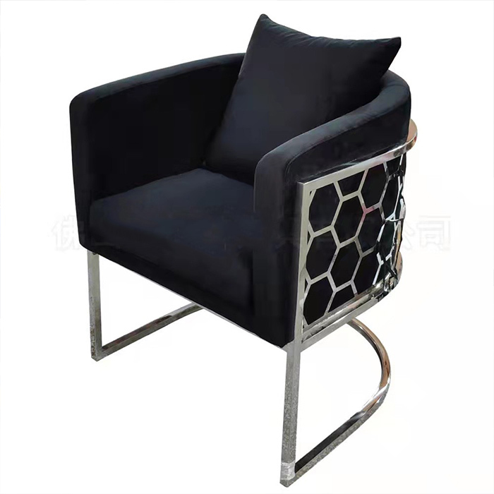 Supply Blue accent chair fabric velvet with gold stainless steel